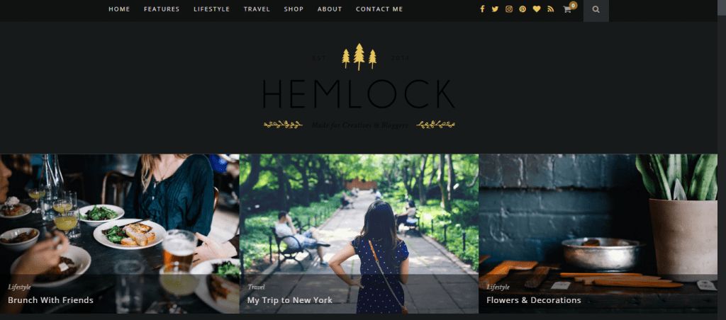 Hemlock- Best Premium WordPress theme for blogging, bloogers and creative wesbite