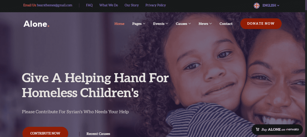 Alone- Best Charity WordPress themes, ThemeGem