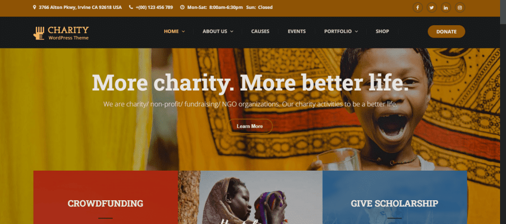 Charity- best charity WordPress themes for non-profit, charity, themegem