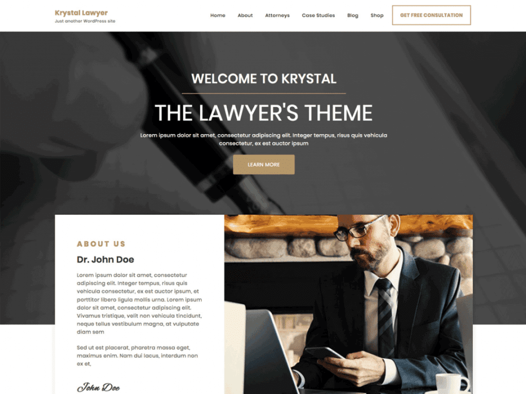 Krystal lawyer- best free lawyer WordPress themes