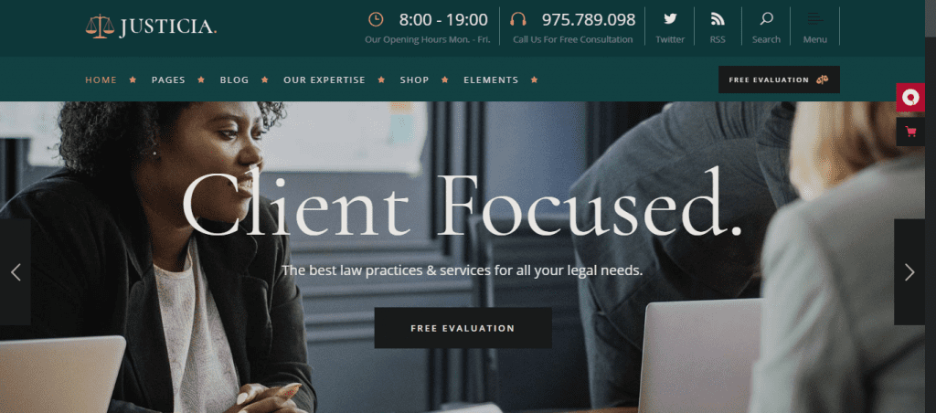 Justicia- Best premum law frim WordPress themes for lawyers