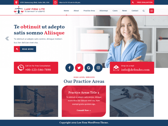 Law Firm Lite- best free lawyer WordPress themes for law firms