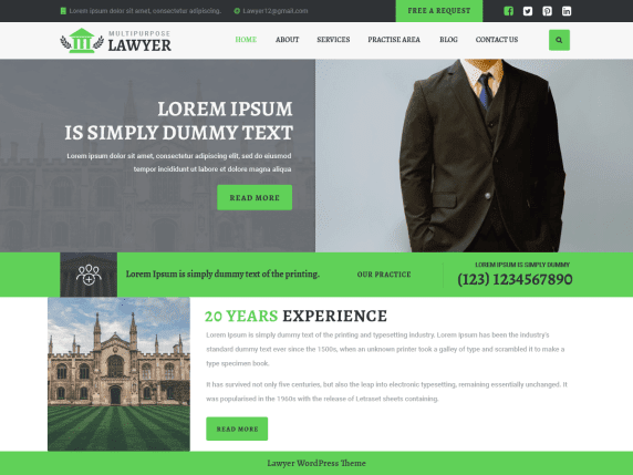 Multipurpose Lawyer- best free lawyer WordPress themes for law firms