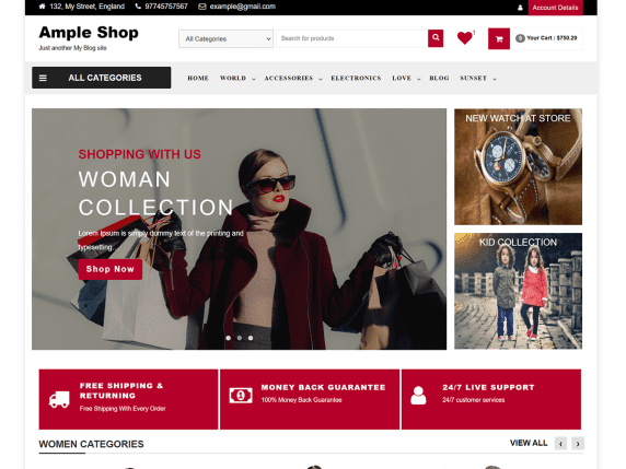 Ample Shop- free eCommerce WordPress themes