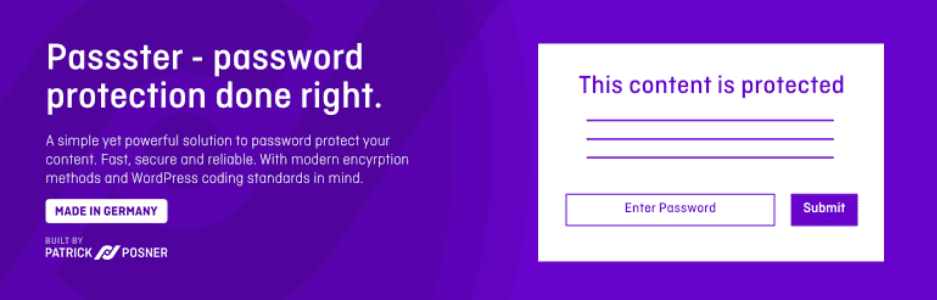 Passster (Password Protect Pages)- Password protection WordPress plugin
